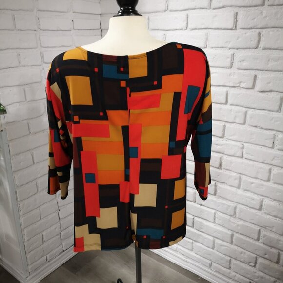 I.N. Studio Ladies Size 1X Cowl Neck Multi Colored Blouse - Picture 2 of 9